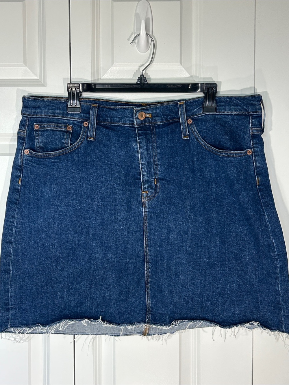 J. Crew Indigo Denim Mini Skirt with Raw Hem